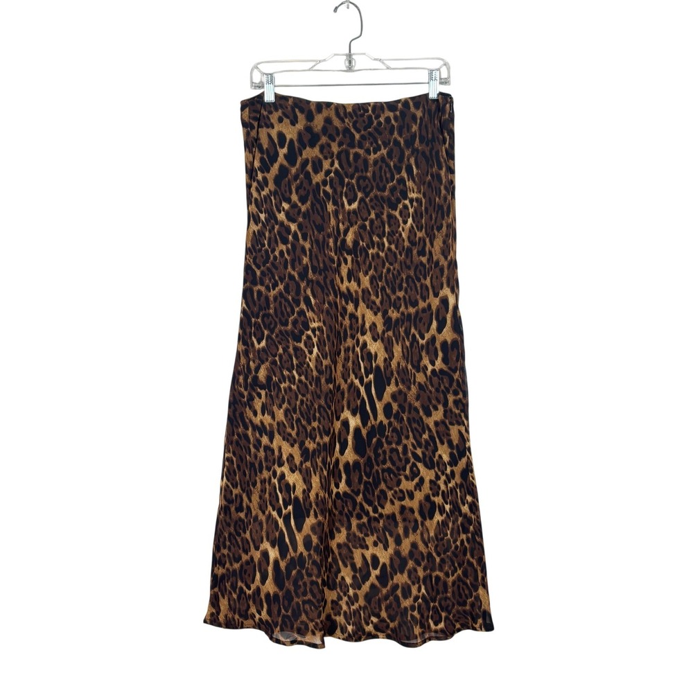 Leopard Midi Skirt Women Large Brown Animal Print Slip Skirt Sheer Mob wife